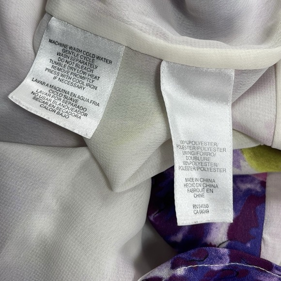 Jones Wear 16 Floral Blouse Short Sleeve Collared Poly Lined Spring Easter - Picture 5 of 8